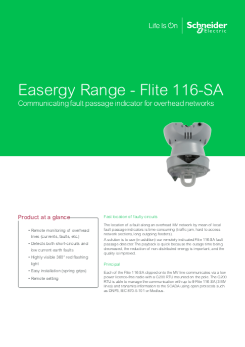 Schneider Electric Fault Indicator Easergy Flite Catalogue